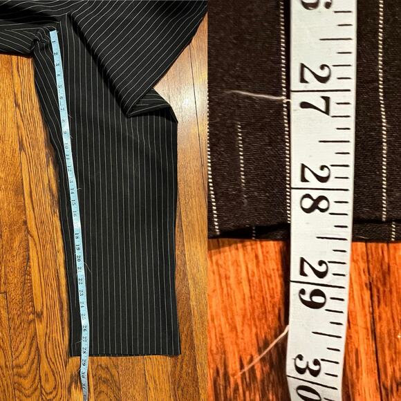 90s Y2K Vintage Roamans Black White Pinstripe Wide Leg Pants 10WP Soft Power - Picture 14 of 17